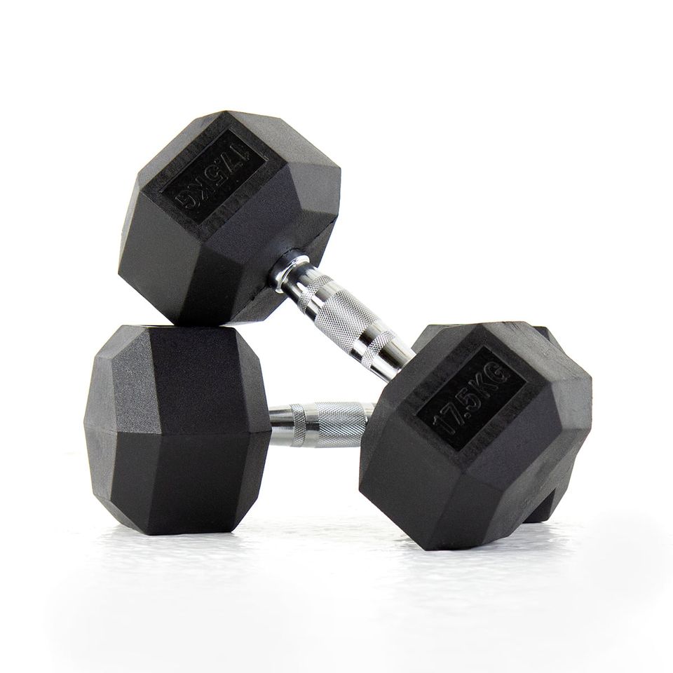 Haltère hexagonal en caoutchouc de qualité supérieure 2,5-25KG