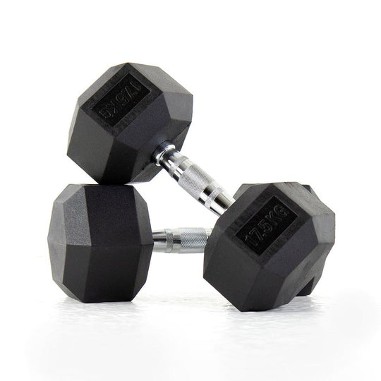 Haltère hexagonal en caoutchouc de qualité supérieure 2,5-25KG