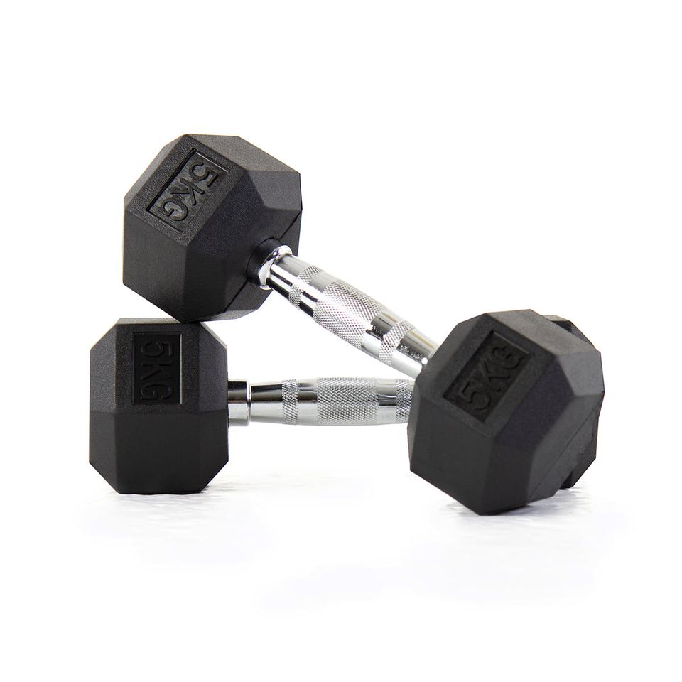 Haltère hexagonal en caoutchouc de qualité supérieure 2,5-25KG