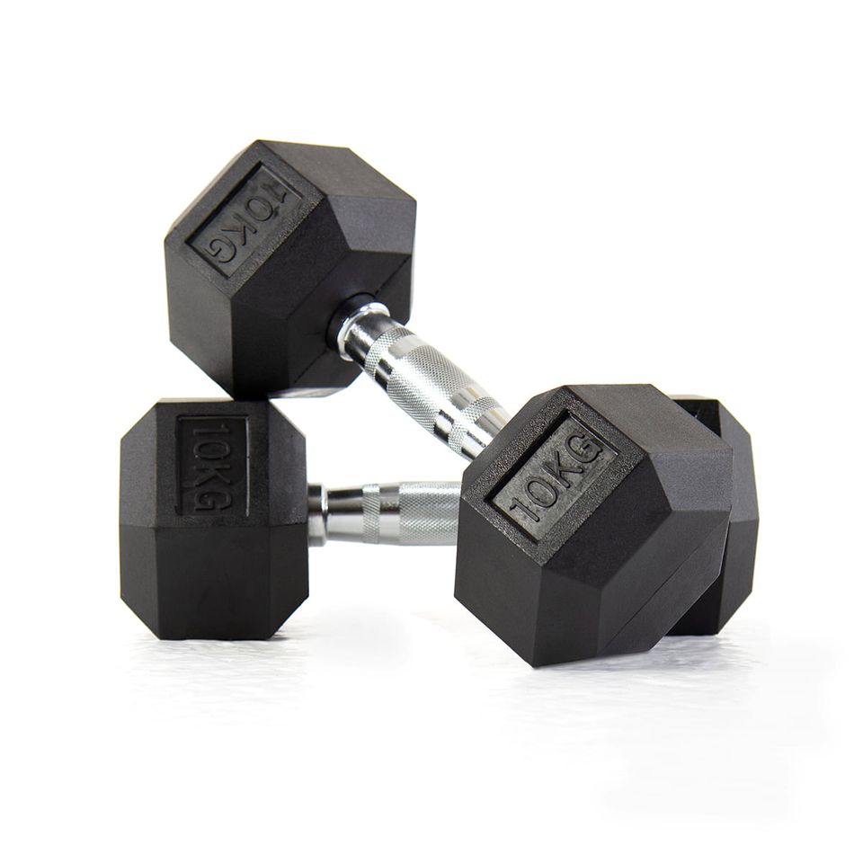 Haltère hexagonal en caoutchouc de qualité supérieure 2,5-25KG