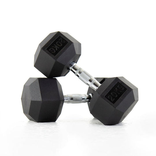 Haltère hexagonal en caoutchouc de qualité supérieure 2,5-25KG