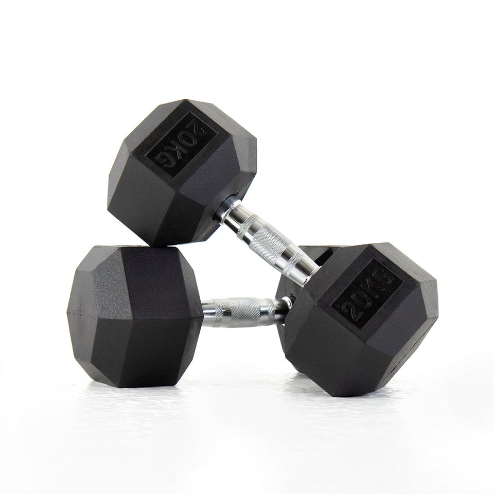 Haltère hexagonal en caoutchouc de qualité supérieure 2,5-25KG
