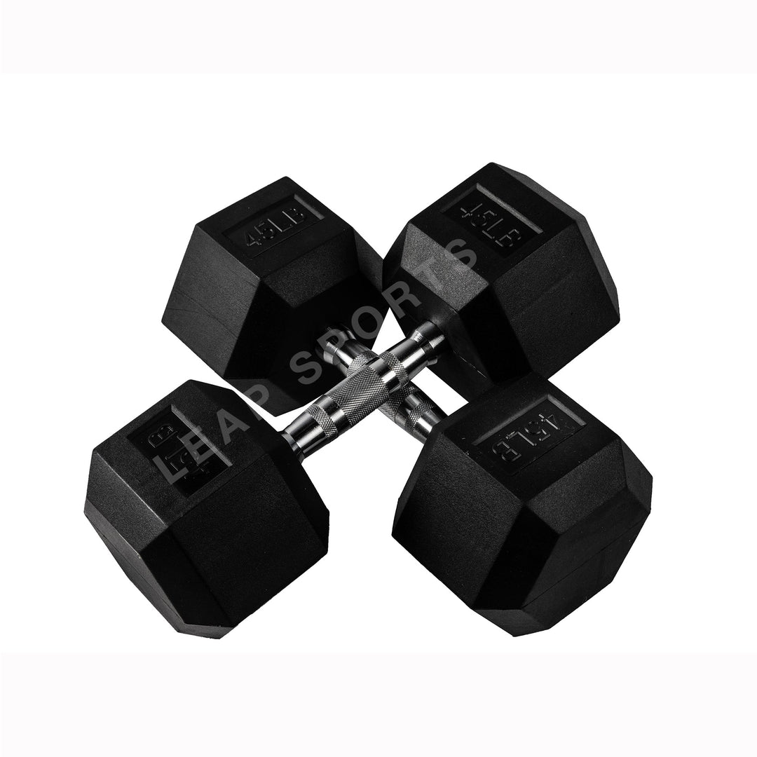 Haltère Hexagonal en Caoutchouc de Qualité Supérieure 5-120LB