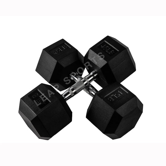 Haltère Hexagonal en Caoutchouc de Qualité Supérieure 5-120LB