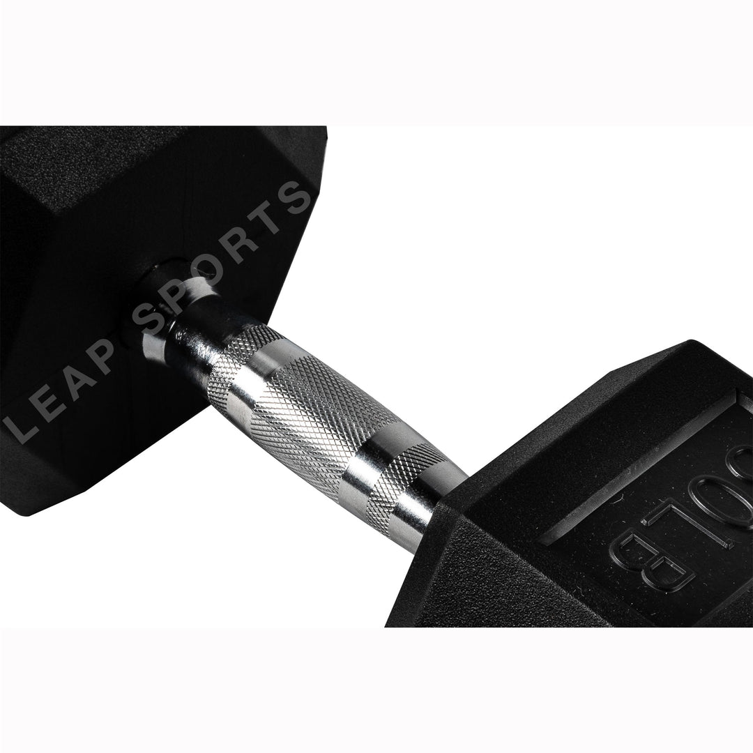 Haltères hexagonaux en caoutchouc de qualité supérieure (2,27 - 22,68 kg) et support