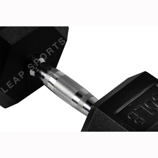 Haltères hexagonaux en caoutchouc de qualité supérieure (2,27 - 22,68 kg) et support