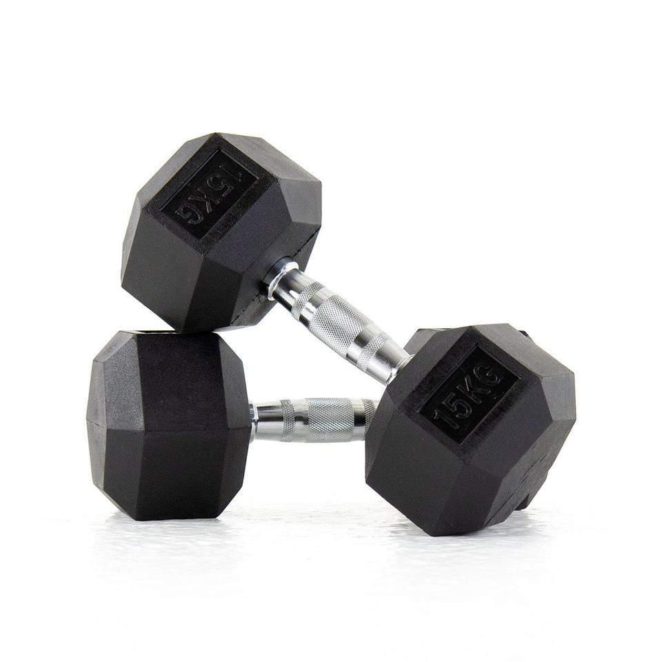 Haltère hexagonal en caoutchouc de qualité supérieure 2,5-25KG