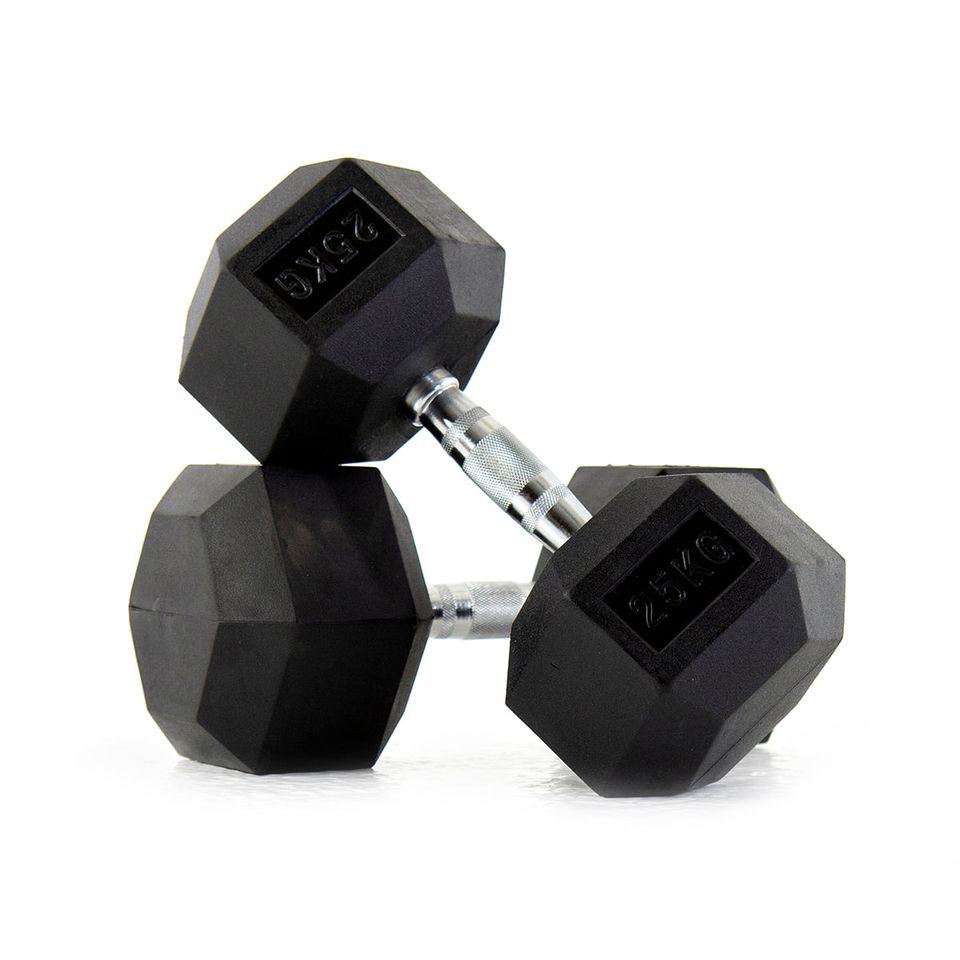 Haltère hexagonal en caoutchouc de qualité supérieure 2,5-25KG