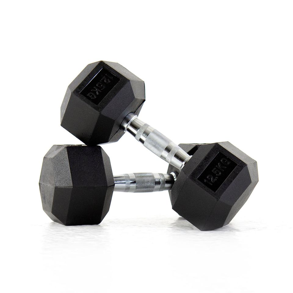 Haltère hexagonal en caoutchouc de qualité supérieure 2,5-25KG