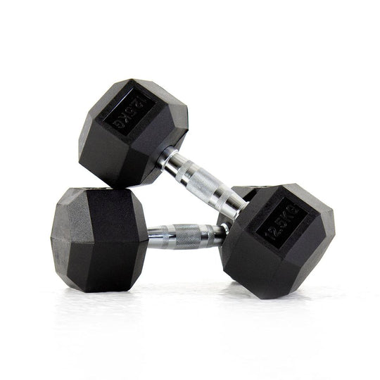 Haltère hexagonal en caoutchouc de qualité supérieure 2,5-25KG